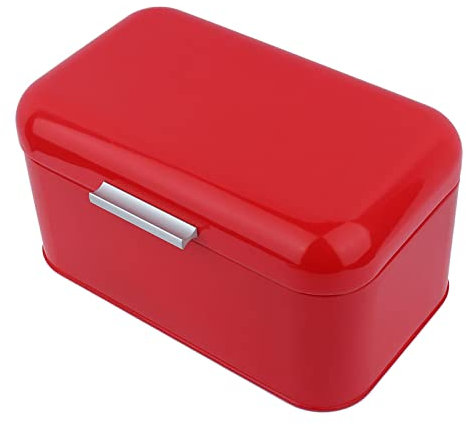 Locadence Home Bread Box, Large Capacity Fingerprint Proof Retro Metal Food Storage Container, Bread Holder Saver for Living Room, Bedroom, Office (Rojo)