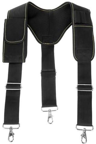 sourcing map Werkzeuggürtel-Hosenträger mit 4 Befestigungsschlaufen, magnetisches Armband, beweglicher Handyhalter, Stifthalter für Framer, Tischler, Elektriker, Werkzeuggürtel, Schwarz/Gelb