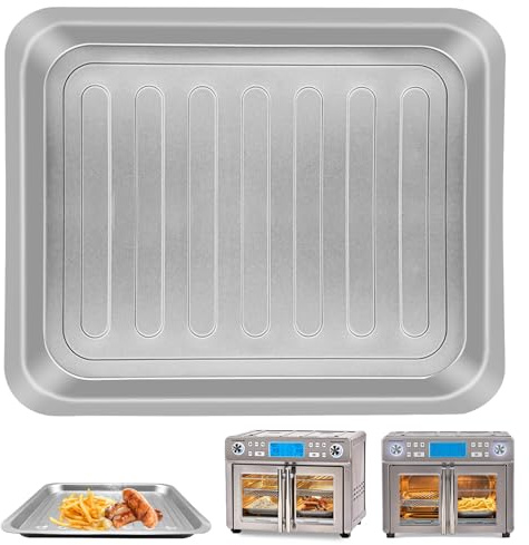 GWBSXM Air Fryer Drip Pan for Emeril Lagasse Dual Zone 360 Air Fryer Oven 25 QT Extra Large, 14''×12'' Steel Air Fryer Tray Accessories Grill Plate Crisper Plate Replacement Parts Rack