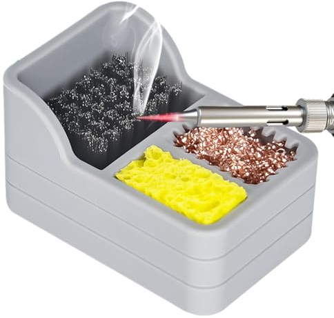 Gihioue Soldering Tip Cleaning Kit, Soldering Iron Sponge, Portable Soldering Tip Cleaning Set, Brass Coil Tip Cleaner, Dense Cleaning Steel Brush for Electronic Repairs and Craft Projects