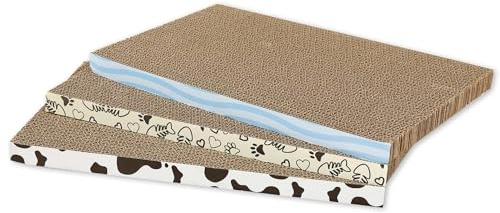 ULTRALAX Cat Scratching Boards – Cardboard Scratcher Pack of 3, for Indoor Cats, Durable Cat Lounger – 42 * 28 * 2.5cm*3PCS