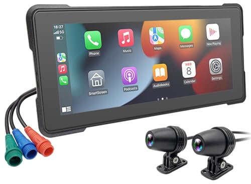 Sctecoau 6,86 Pollici Portatile Moto DVR Wireless Carplay Android Auto Touchscreen Impermeabile Monitor GPS Navigazione Dash Cam