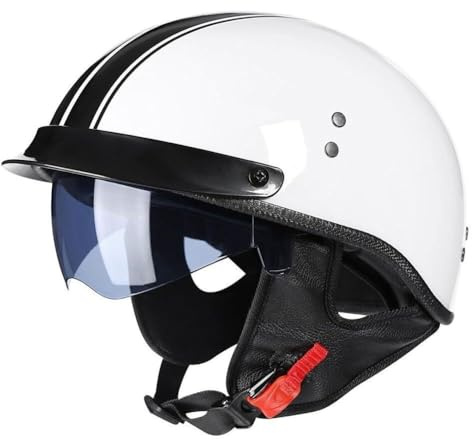 VVPEC Motorcykel Retro halvhjälm Tysk stil Vintage Open Face motorcykelhjälm ECEDOT-godkänd, med justerbart snabbspänne for Chopper Cruiser Street Scooter(4,M=57~58cm)