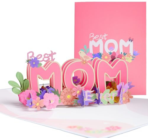 AEYA Biglietto per la Festa della Mamma e Compleanno – Speciale Biglietto Pop-Up 3D con Intaglio di Carta Raffinato, Regalo per la Festa della Mamma e Compleanno – Rosso