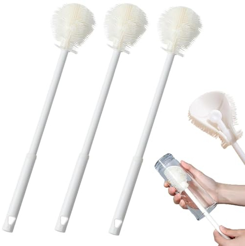 3PCS Bloame All Angle Bottle Brush, Bloame Bottle Brush, Silicone Bottle Cleaning Brush with Long Handle, Multifunction Flexible 360° Rotating Soft Silicone Bottle Cleaner Brush for Bottles, Cups