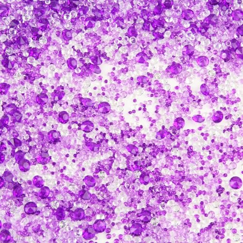 YUE QIN Glitzersteine Zum Basteln 6150 Stück Streudeko Frühling Geburtstag Diamantene Glitzer Deko für Vasenfüllung Diamantene Hochzeit Tischdeko(4 Farben lila Mischung)