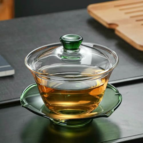 LNKUGN Service à thé en Verre résistant à la Chaleur, Bol Transparent, Couvercle, Soucoupe, Grande Tasse à thé, soupière, Service à thé de Voyage, Affaires