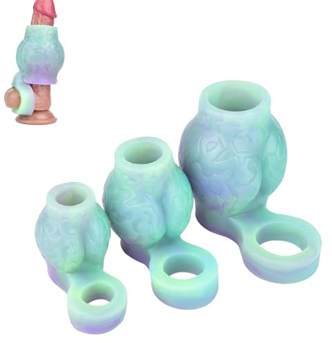 GeRRiT Silikon Penishülle Penis Extender Leuchtende Penis Sleeve mit Hodenring Penismanschetten Großer Knoten Realistischer Hund Dildo Penisverlängerung Sexspielzeug für Männer（S）