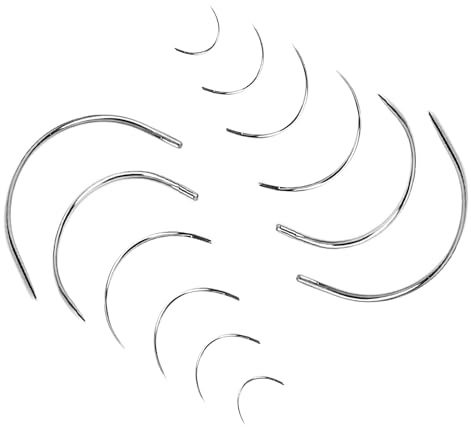 12 Pcs Curved Sewing Needles Kits- 2 to 5 Curved Hand Sewing Needles, Curved Sewing Needle Repair Kit Assorted Curved Sewing Needle for Sewing Repairing Carpet Leather Canvas Weaving Crafts