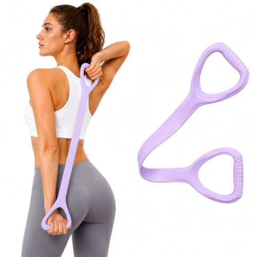 Fasce di resistenza fitness con manici - Fascia per esercizi per stretching braccia e spalle, fasce elastiche per donne e uomini (Viola 35LB)