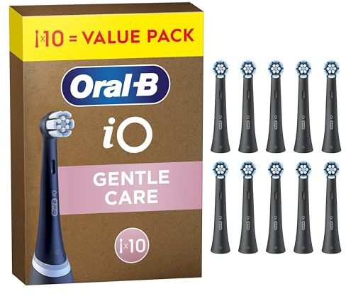 Oral-B iO Aufsteckbürsten Sanfte Reinigung, Schwarz, 10 Stück | Original Zahnbürstenaufsatz für Elektrische Zahnbürste, für Empfindliche Zähne und gesünderes Zahnfleisch