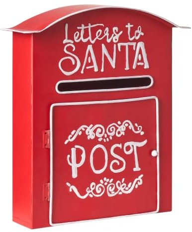 Beliani Boîtes aux Lettres pour Père Noël en Métal Accessoire Décoration Intérieur Extérieur Rouge Espoo