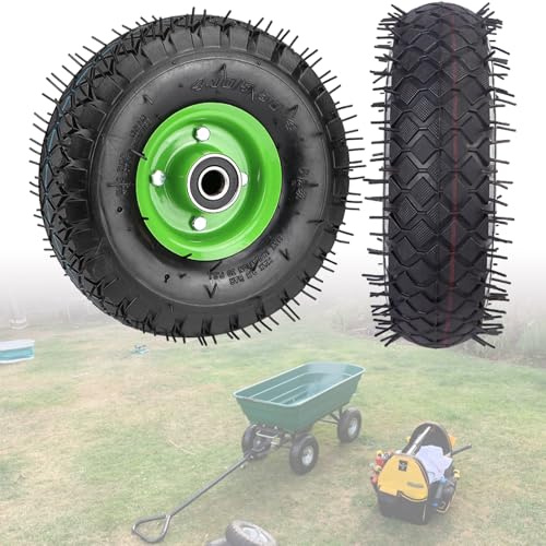 Pneumatico di ricambio da 10 4.10/3.50-4 con ruota, cuscinetti con foro dell'asse da 20 mm e offset del mozzo da 2,76, per carrello a mano, carriola, carrello da giardino, carrello per s 8''/2.50-4