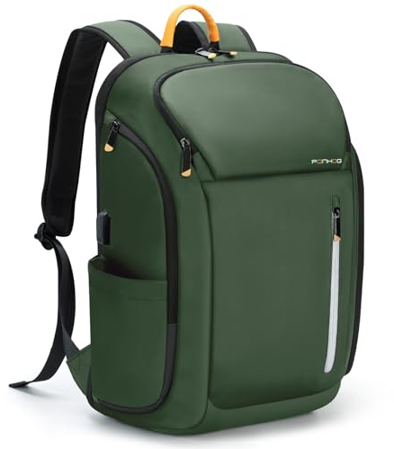 Ponhog Mochila para hombre – Mochila para laptop de gran capacidad de 30 L para hombre, bolsa de negocios antirrobo de 17.3 pulgadas con puerto USB y múltiples bolsillos, nailon 900D duradero para