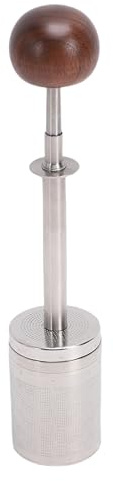 Denash Extruded Tea Coffee Filter, Stainless Steel Press Type Infuser with Small Holes, 304 Stainless Steel Spring Driven Brewing Rod for Rich Flavor Extraction