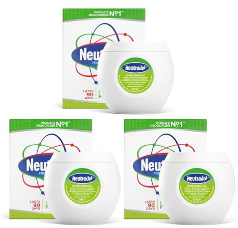 Nautradoll Slow Release Gel Air Freshener & Odour Eliminator - 3 Pack x 135g Super Fresh Scent, Long Lasting Up to 90 Days, No Plug or Spray Needed