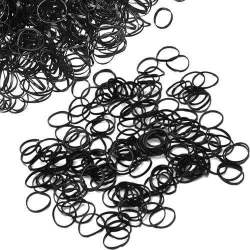 1000Pcs Mini Rubber Bands, Soft Elastic Bands, Black HairBands, Small ElasticBands, Hair Elastics, Mini Elastic HairBand, Braiding Rubber Band for Kids Hair, Braids Wedding Hairstyle & More (Black)