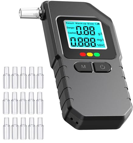 2026 Upgraded & Portable Breathalyzer,Professional Grade-Accuracy Breathalyzers for Alcohol,with LCD Display,Portable Breath Alcohol Tester for Personal & Professional Use,with 15 Mouthpieces