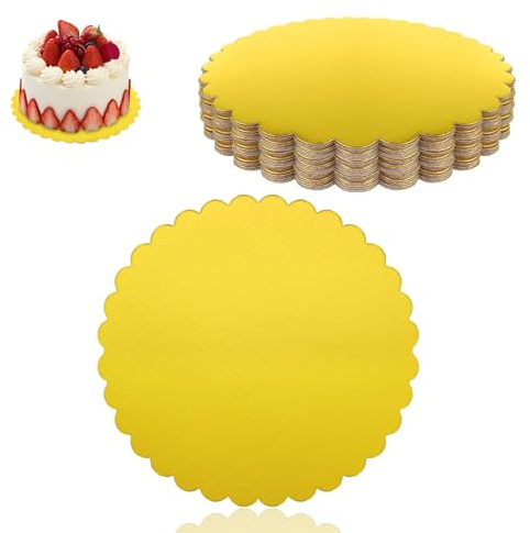 30PCS Cake Boards 12 Inch, 3mm Thick Cake Drum Board Corrugated Gold Cakes Plate for Multi-Layer Cakes Wedding Celebration Birthday Party