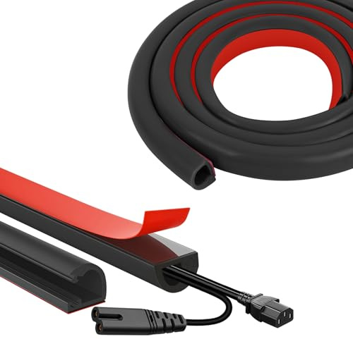 3m Cable Trunking Self Adhesive, Trunking for Electric Cables, Flexible Wire Hider for Walls, Cable Cover for Electric Cables, Trunking for Hiding Single TV Wires, Black