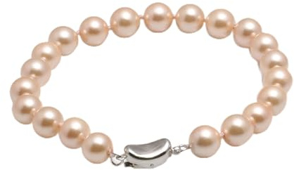 Schmuckwilli Perlenarmband für Damen & Mädchen - mit rosa runden Perlen - Elegante Armband mit Muschelkernperlen MK Perlen für jeden Anlass - die Perlenarmreife - Pearl Bracelet für Frauen