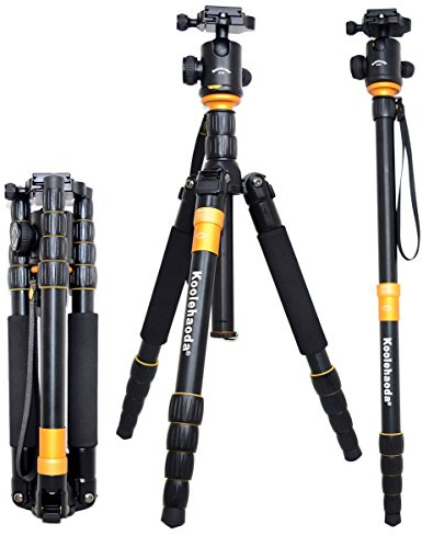 Koolehaoda Aluminio trípode de cámara SLR Monopod y Rotula viaje compacto portátil para cámara réflex Canon Nikon Sony Petax trípode Q-666 Altura máxima: 62 , de carga máxima: 15 kg