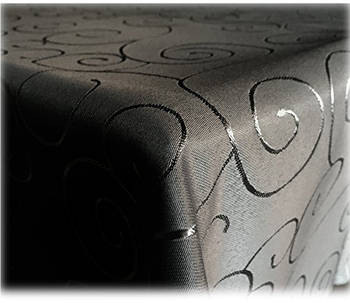 JEMIDI Tischdecke Ornamente Seidenglanz Edel Tisch Decke Tafeldecke 31 Größen und 7 Farben Schwarz 130x260