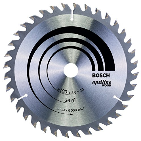 Bosch Professional Kreissägeblatt Optiline Wood (für Holz, 190 x 20 x 2,6 mm, 36 Zähne, Zubehör Kreissäge), Grau