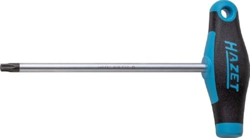 HAZET Schraubendreher, mit T-Griff 828-T27, Innen TORX Profil, SW T27 | Abtrieb Innen TORX Profil, Chrom-Vanadium, verchromt, Spitze brüniert, TORX 4.99 mm, Länge l1 120 mm, Länge l2 146 mm, 58 g