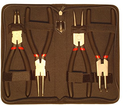 4-tlg. Sicherungsringzangen-Set Zangenlänge je 225 mm gerade & abgewinkelt