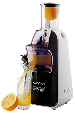 CONCEPT Hausgeräte LO7067 Entsafter HOME MADE JUICE mit XXL einfüllöffnung, 7,5 cm, Slow Juicer, BPA frei, der Spezialist für Johannisbeeren, 60 Um./min., Silber + Schwarz, 240 W, 1 l