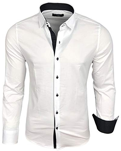 Baxboy Herren-Hemd Langarm/Business Freizeit Hochzeit/Bügelleicht/Slim-Fit/Anzug Kentkragen Hemd B-500