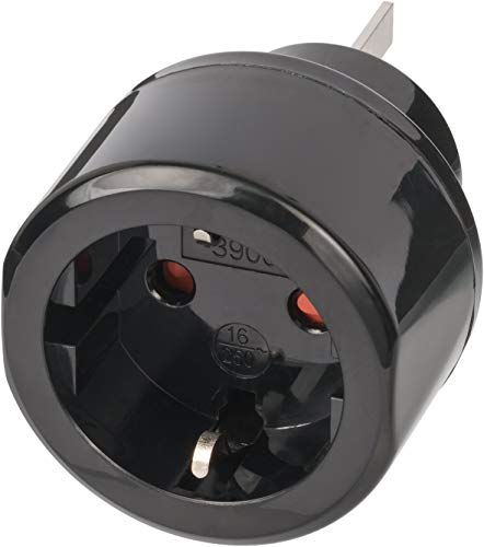 Brennenstuhl Reisestecker/Reiseadapter (Reise-Steckdosenadapter zum Anschluss elektrischer Geräte mit Schutzkontakt Stecksystem in Ländern mit australischem/chinesischem Stecksystem) schwarz