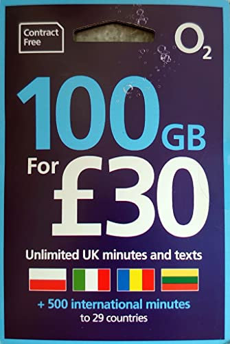 O2 Sim Card Pay As You Go (PAYG) 30 Data Hungry Tariff