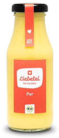 LIEBELEI - Bio Eierlikör Pur, 0.2l mit echter Bourbon Vanille, Cremiger Bio Eierlikör, 14% Vol., Geschenk für Weihnachten und Ostern
