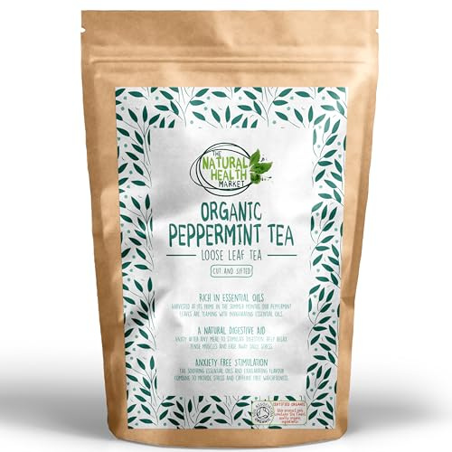 Organic Peppermint Loose Leaf Tea – Loose Mint Tea Leaves, Rubbed Egyptian Peppermint, 200 g Resealable Pouch, Sustainable Small‑Batch – The Natural Health Market