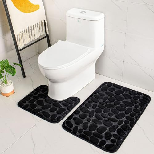 ele ELEOPTION Tappetino Antiscivolo, Morbido Tappetino da Bagno Traspirante, Comodo Tappetino da Bagno in Memory Foam Che Assorbe l'acqua (Nero)
