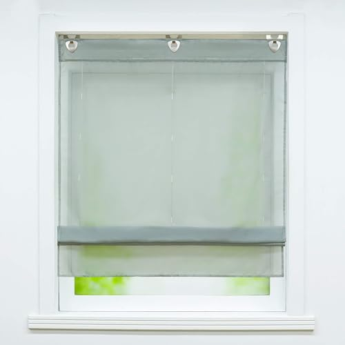 Joyswahl Voile Raffrollo mit Hakenaufhängung, ohne Bohren »Hanna« Schals Fenster Unifarbige Vorhänge BxH 80x130cm Grau 1er Pack