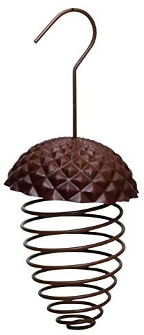 Rivanto® Futterfeder Eichel aus Eisen/Kunststoff, 9,7 x 9,7 x 22,8 cm, hängend, Futterspirale für Vogelfutter