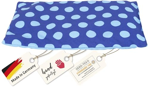 Asigo Kirschkernkissen für Mikrowelle & Backofen geeignet - Blau | Handgefertigt | Made in Germany | ca. 20 x 30cm | Gestreift & Gepunktet | OEKO-Tex Baumwolle | Körnerkissen Nacken Rücken Schulter