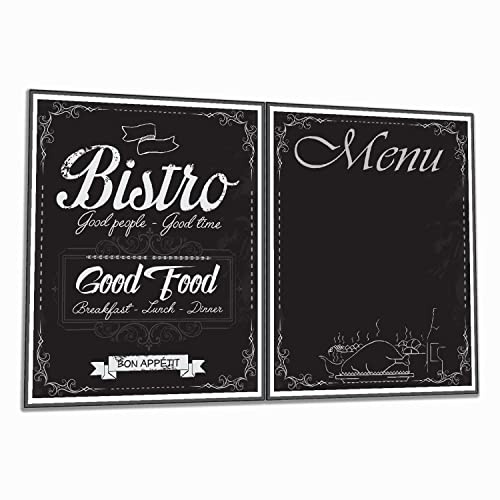 Wallario Herdabdeckplatte/Spritzschutz aus Glas, 2-teilig, 80x52cm, für Ceran- und Induktionsherde, Bistro-Design in schwarz-weiß