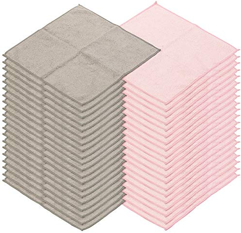 Sichler Beauty Microfasertücher Gesicht: 40 Mikrofaser-Kosmetiktücher zur Gesichtspflege, rosa/grau, 30 x 30 cm (Gesichts-Tuch, Handtuch)