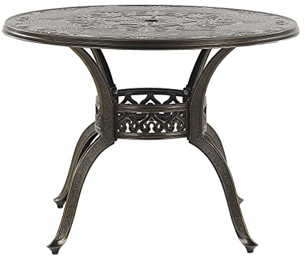 Beliani Mesa de Comedor de jardín de Aluminio marrón Redonda ø 100 cm Estilo Vintage Sapri