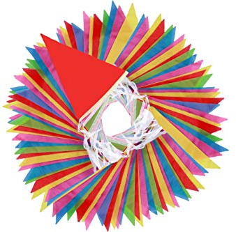 EDATOFLY 80m Bunting Flags, Multicolor Nylon Bunting Banner Pennant Banner with 150 Pcs Triangle Flags for Festivals Birthday Party Indoor Outdoor Home Garden Decoration