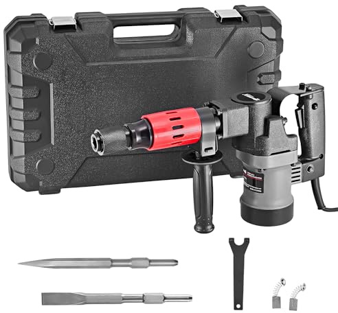 XtremepowerUS 1000W Demolition Electric Hammer Jack Hammer Concrete Breaker Flat and Point Chisel Bits with Case