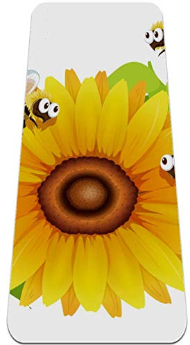 Eslifey Yoga-Matte mit Sonnenblumen-Motiv, dick, rutschfest, für Damen und Mädchen, weiche Pilates-Matten (183 x 61 cm, 0,6 cm dick)