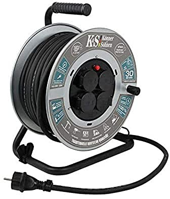 Die Verlängerungskabel-Trommel KS CRM-30M mit Einer Kabellänge von 30 Metern eignet Sich für gleichzeitigen Anschluss von bis zu 4 Elektrogeräten an EIN Stromnetz 230 V