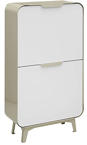 Arregui Round CR431-R Cubo de Basura y Reciclaje de Acero de 4 Compartimentos, Moderno y de Diseño | 4x17L (68L) | Cubos de Basura de Cocina | Contenedores de Reciclaje | crema y blanco mate