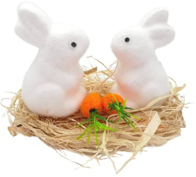 Tilz Easter Decorations Home Easter Rabbit Ornaments With Grass And Carrots - Easter Bunny Decorations House Accessories For Home Garden Decor For Easter Basket And Happy Easter Decorations