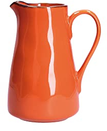 Thun Rose & Tulipani, Brocca Piccola di Colore Arancio in Ceramica con Bordo Dorato, Linea Concerto, Capienza 600ml